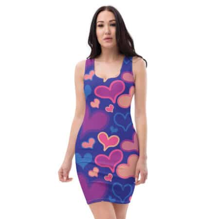 Fitted Dress With Lots Of Hearts