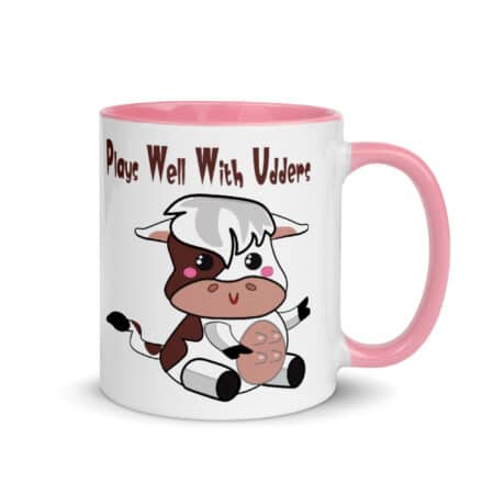 Plays Well With Udders - Funny Cow Pun Mug